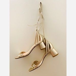 Metallic Gold Ankle Wrap Heels